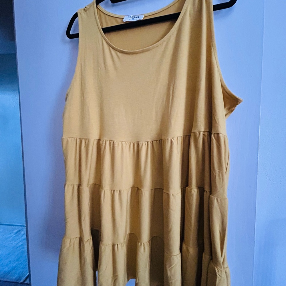 Zenana Outfitters Mustard Tiered Tunic Top